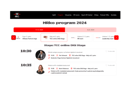 TCC online na HRku 2024, screen programu TCC online DIGI Stage